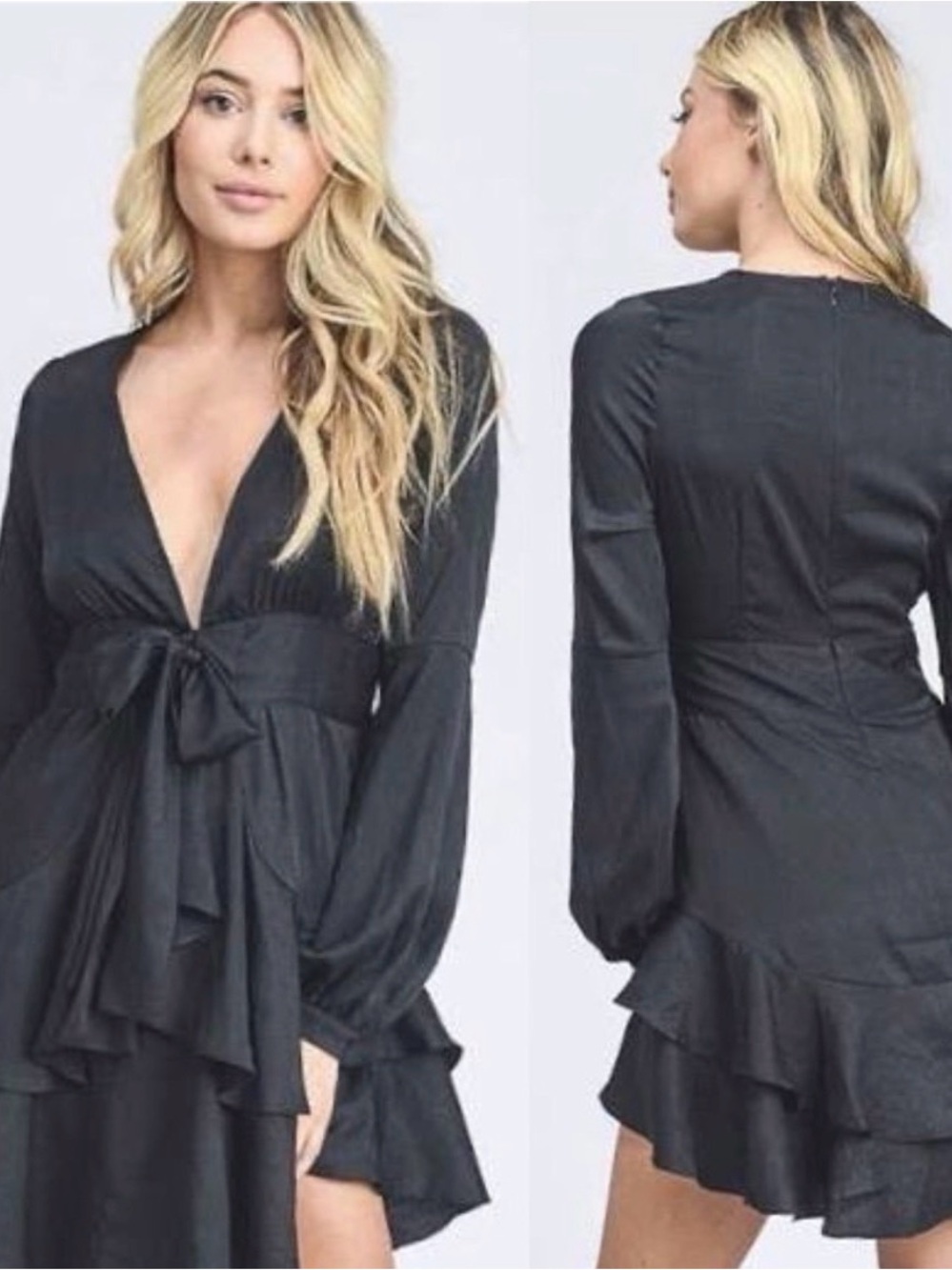 Stories Black Ruffled Mini Dress - Picture 3 of 10